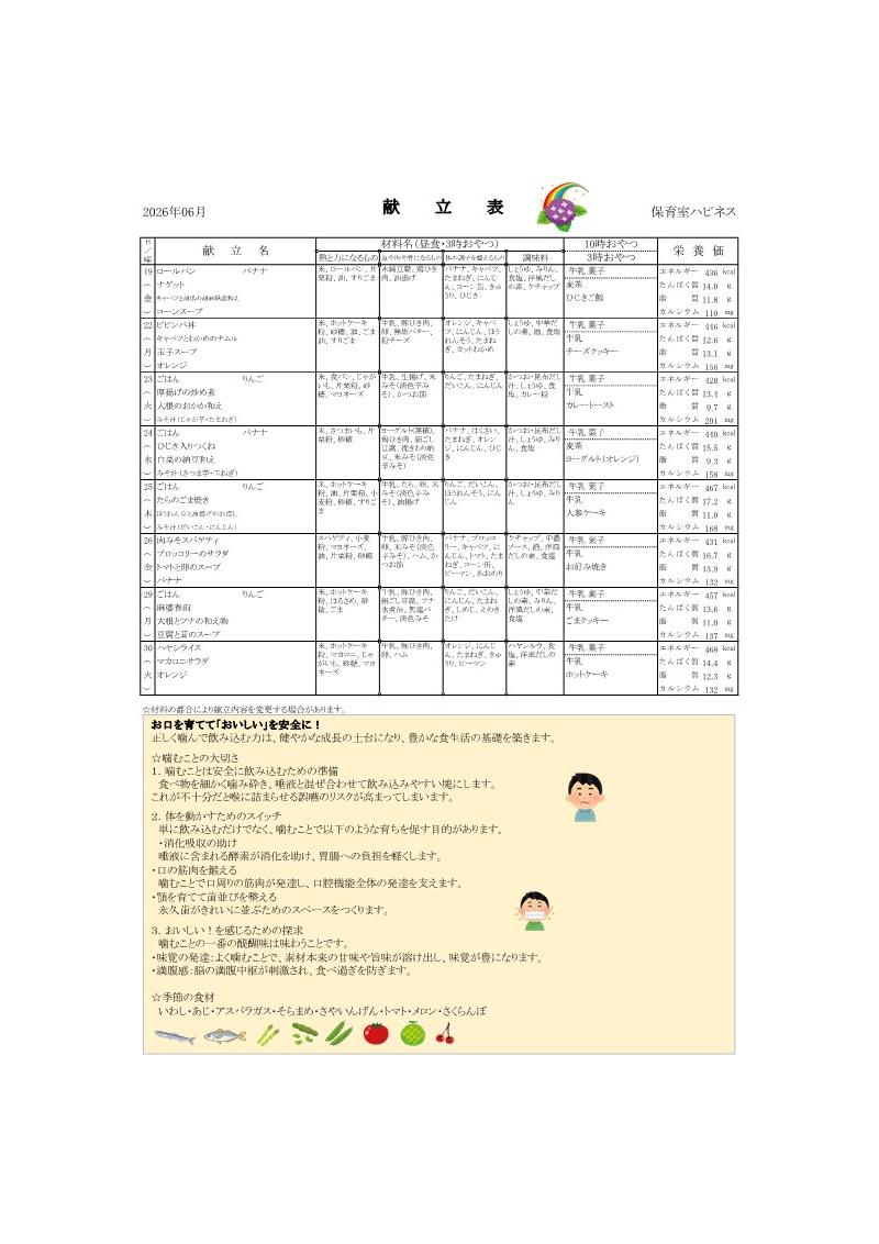 献立表